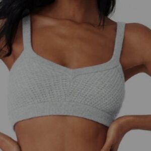 Alo Yoga Cashmere Plush Waffle Bra in Dove Gray  sz MEDIUM